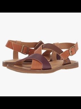 El Naturalista Women's N5181 Dolce Henna Mixed/Tulip Leather Flat Sandal Sz 8.5